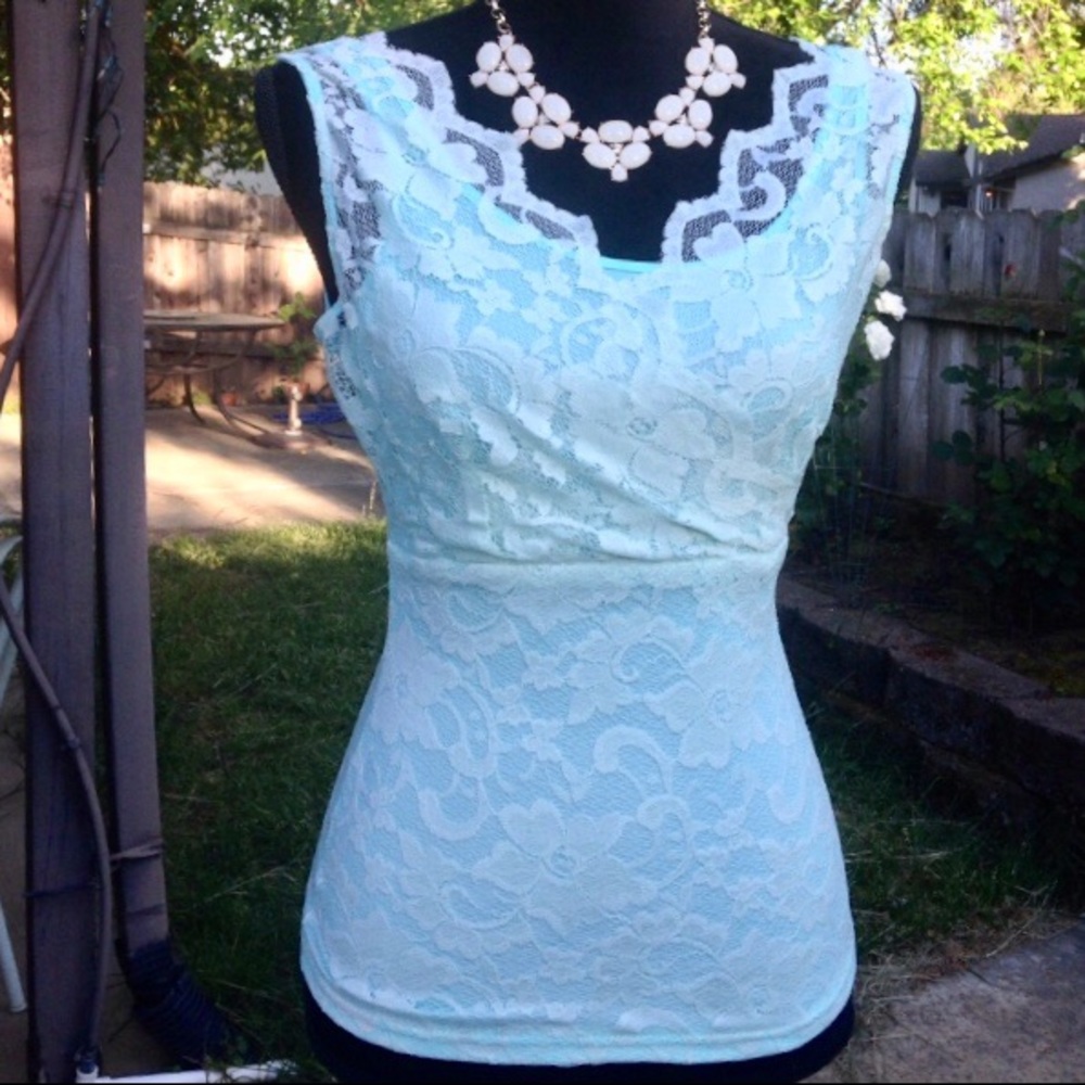 Gorgeous mint lace tank - Picture 2 of 7